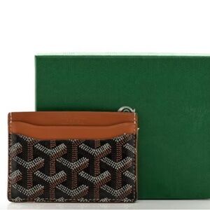Goyard Brown Patterned Canvas & Tan Leather Men's Card Holder